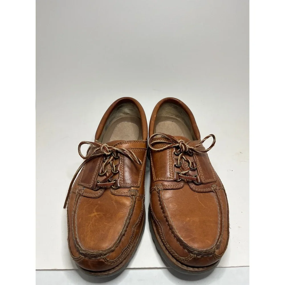 Rockport Mens Boat Shoes 10.5 M Brown Leather RocSports Vibram Nautical Loafers